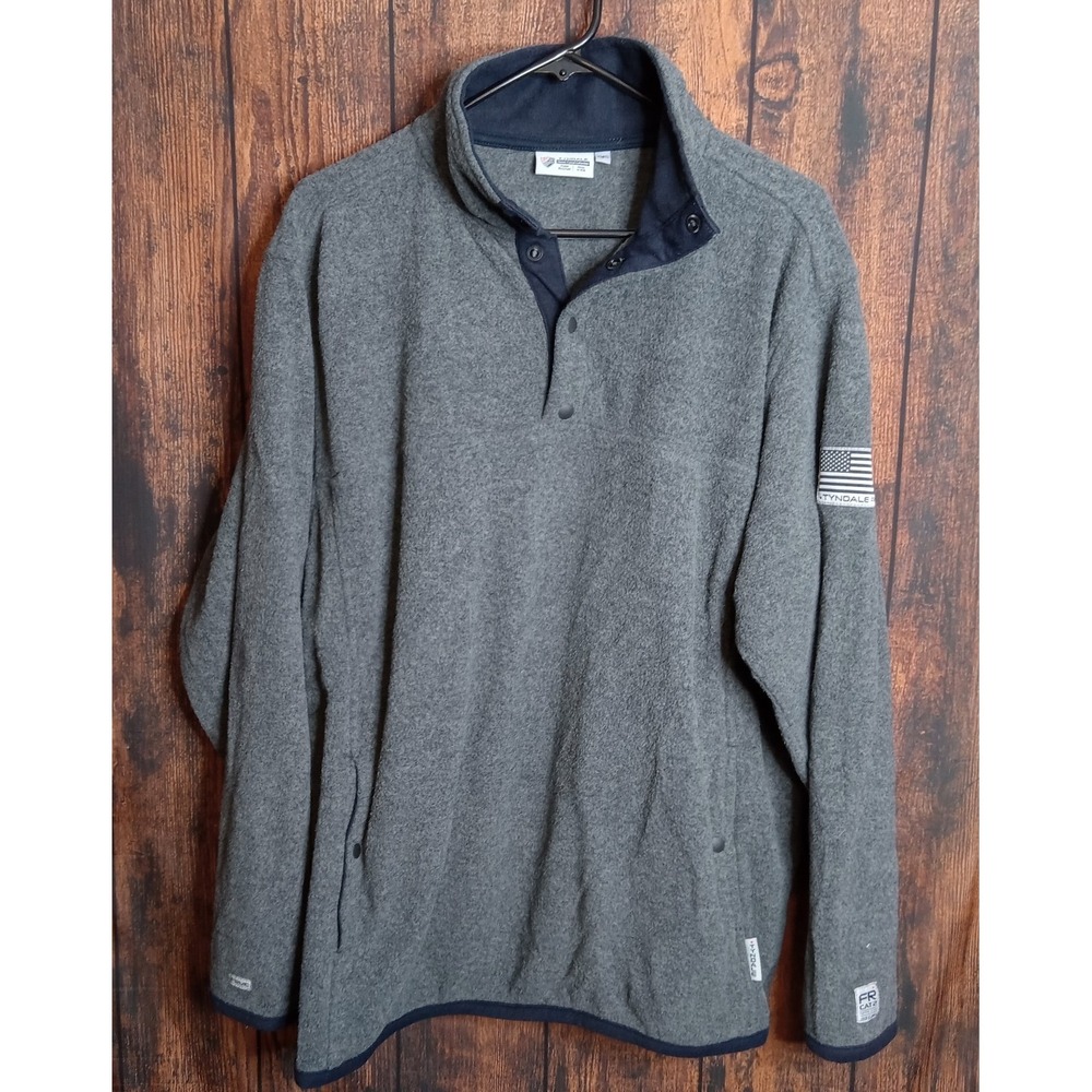 Tyndale FR 1/4 Snap Fleece Pullover Sweater Men's XL Gray USA